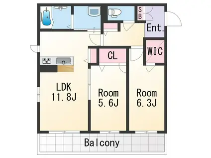 ベレオけやき(2LDK/1階)の間取り写真