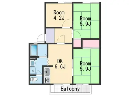 フレグランスロゼ(3DK/1階)の間取り写真