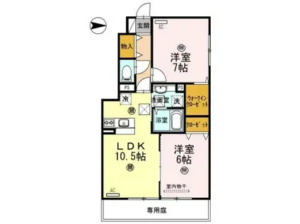 D-ROOM延時A棟(2LDK/1階)の間取り写真