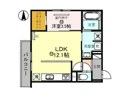 セジュール汀(1LDK/2階)の間取り写真