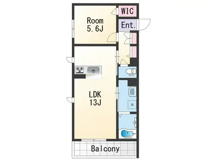 ベレオ金龍寺丁(1LDK/1階)の間取り写真