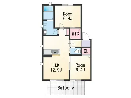 シャーメゾン内原(2LDK/2階)の間取り写真
