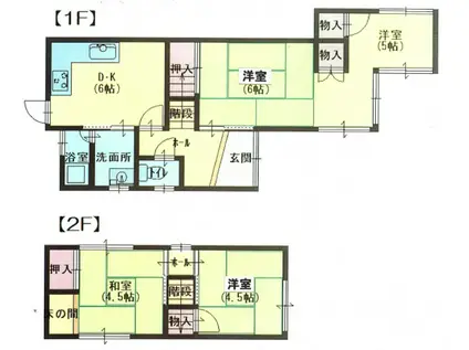 和歌山線 下井阪駅 徒歩28分 2階建 築48年(4DK)の間取り写真