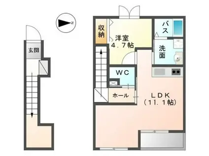 モイス・シャームⅡ(1LDK/2階)の間取り写真