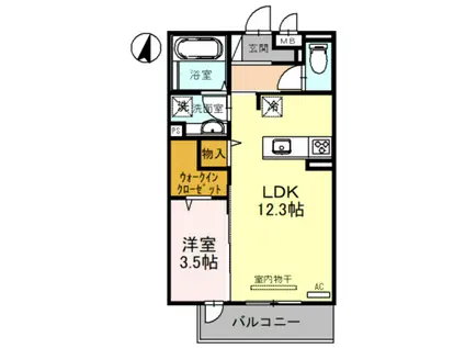ラ・グリシーヌ(1LDK/3階)の間取り写真