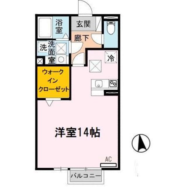 ソレアードI(ワンルーム/1階)の間取り写真