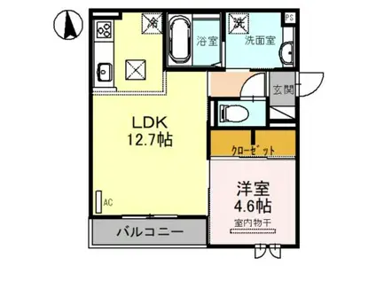 LA MAISON CHICO RICH(1LDK/1階)の間取り写真