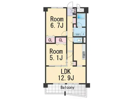 リヴィエール(2LDK/3階)の間取り写真