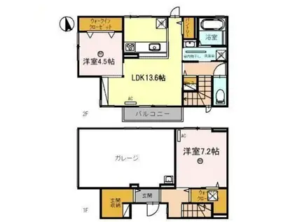 ヴェルデ秋葉町Ⅰ(2LDK/1階)の間取り写真