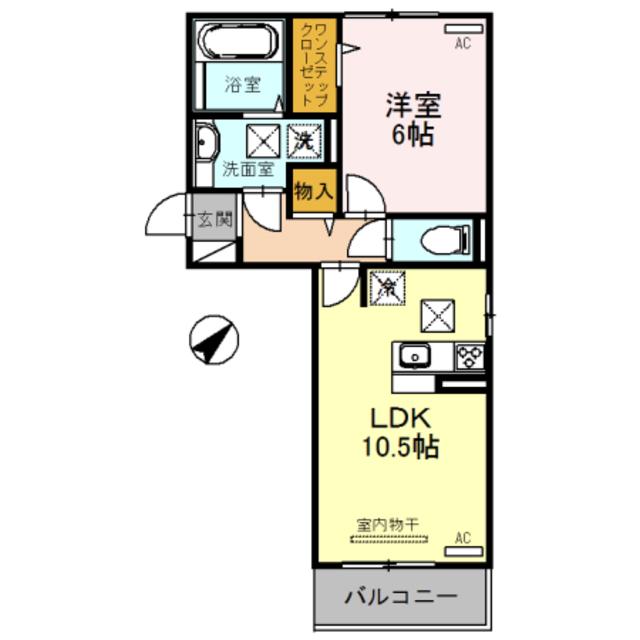 イゾラルーチェ(1LDK/1階)の間取り写真