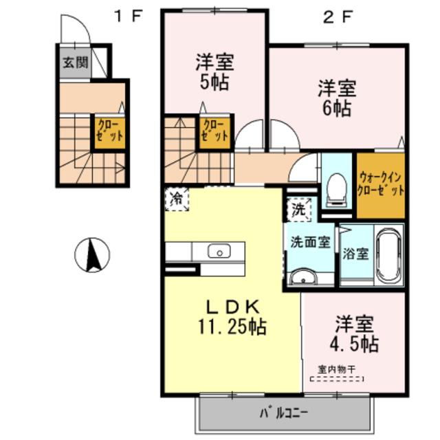 シンフォニーⅤ B棟(3LDK/2階)の間取り写真
