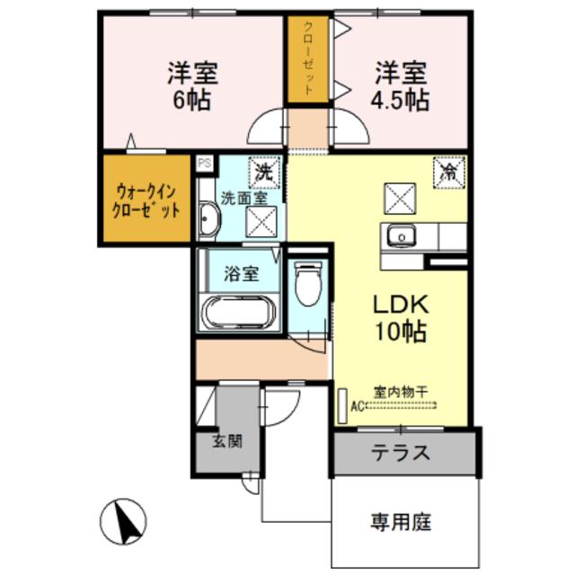 D-ROOM楠見中(2LDK/1階)の間取り写真