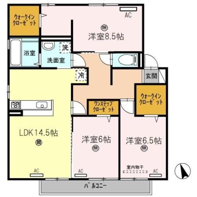 D-ROOM 西浜(3LDK/2階)の間取り写真