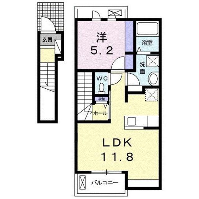 ルピエ中島(1LDK/2階)の間取り写真
