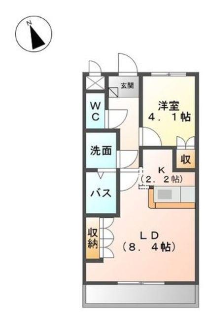 ヴェニール紀の川(1LDK/1階)の間取り写真