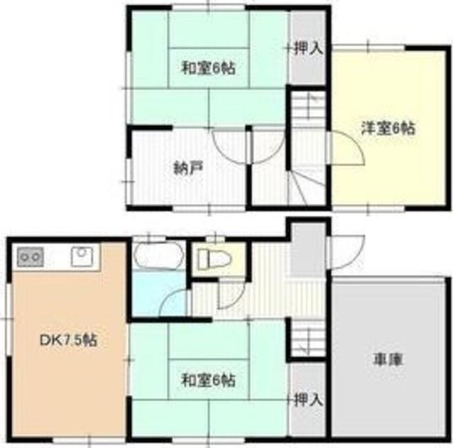 南海電鉄加太支線 八幡前駅(和歌山) 徒歩6分 2階建 築48年(3DK)の間取り写真