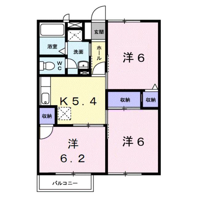 メゾンラフィネA(3K/2階)の間取り写真