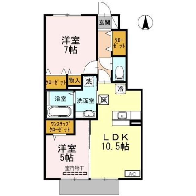エクレラージュⅡ(2LDK/1階)の間取り写真