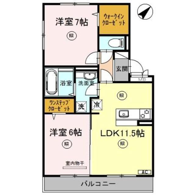 ウエストゲート(2LDK/1階)の間取り写真