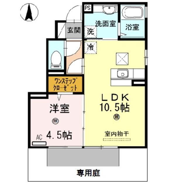 ウィット桜(1LDK/1階)の間取り写真
