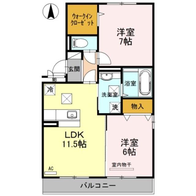 D-ROOM福島(2LDK/1階)の間取り写真