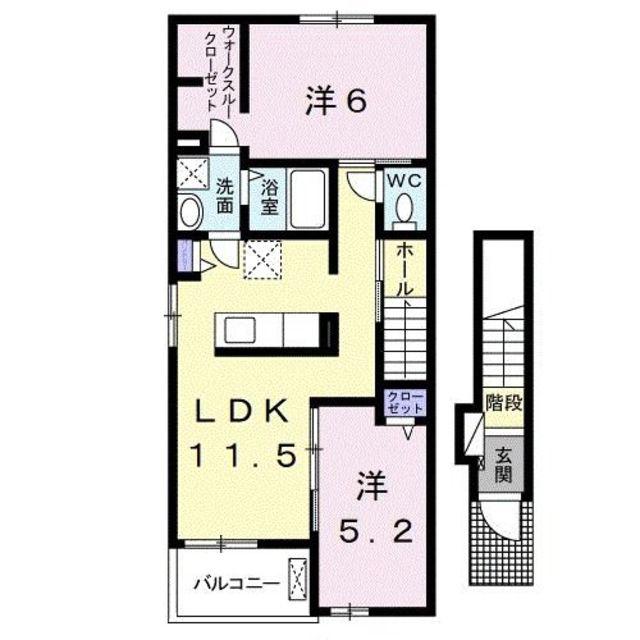 紀勢本線 黒江駅 徒歩23分 2階建 築9年(2LDK/2階)の間取り写真