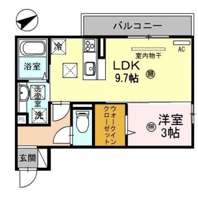 D-ROOM出島(1LDK/2階)の間取り写真