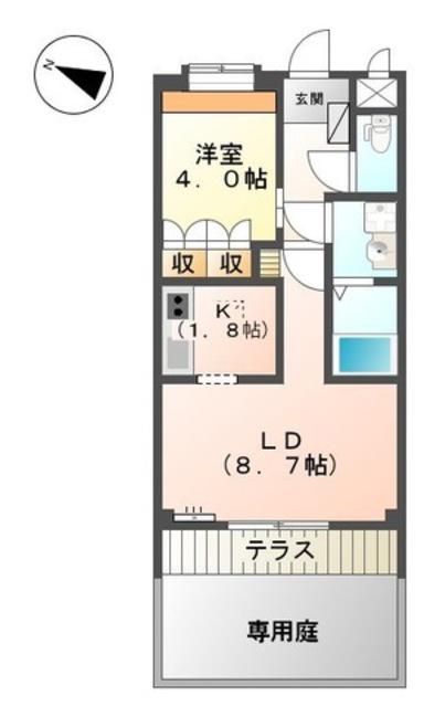 アクアマリンK(1LDK/1階)の間取り写真