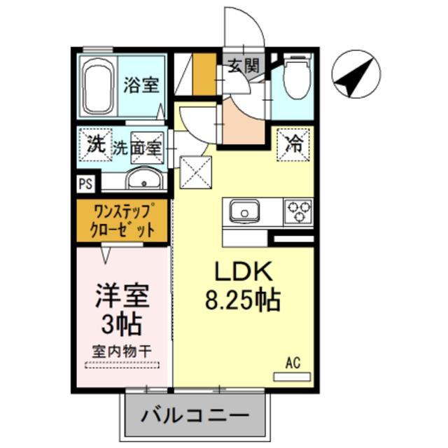 レジデンス フィーユ B棟(1LDK/1階)の間取り写真
