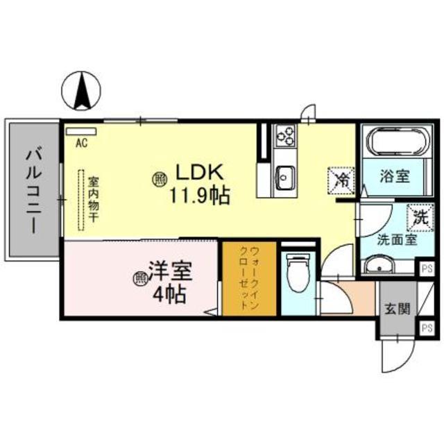 DーROOM N.大谷Ⅱ(1LDK/2階)の間取り写真