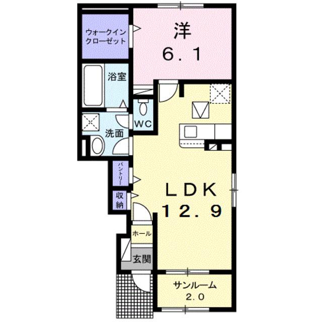 スエロ・レシデンシア(1LDK/1階)の間取り写真