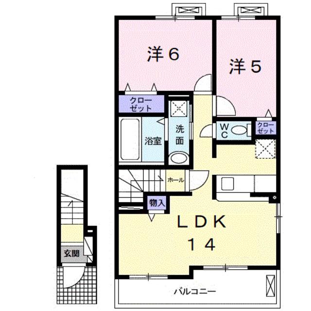 サウス グレイスⅡ(2LDK/2階)の間取り写真