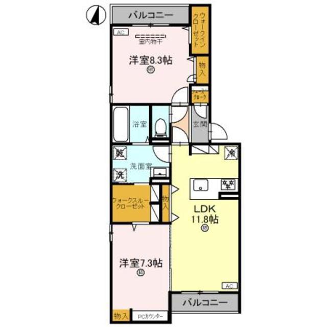 D-ROOM和歌山黒田(2LDK/2階)の間取り写真