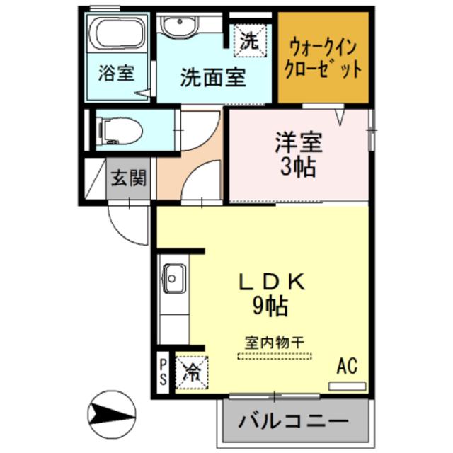 グレイスコート(1LDK/1階)の間取り写真