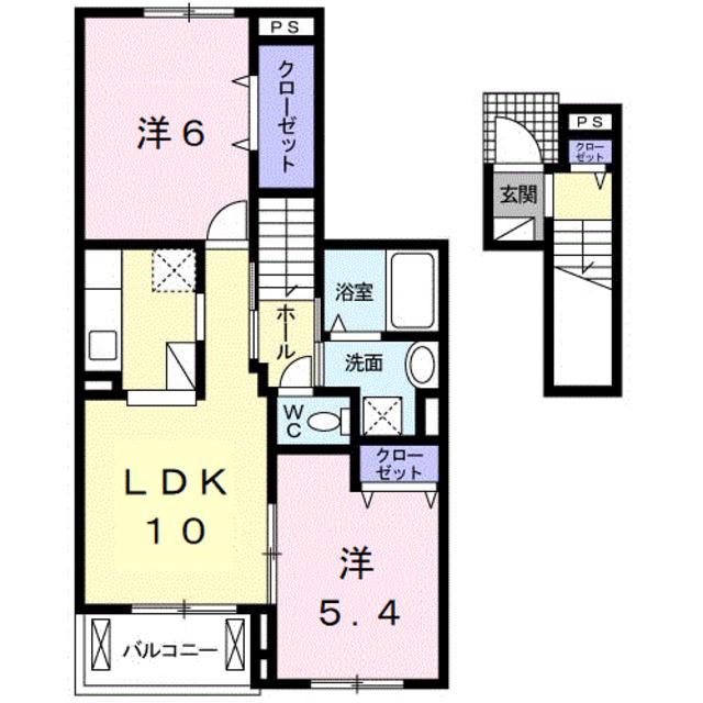 コート・ダジュールA(2LDK/2階)の間取り写真