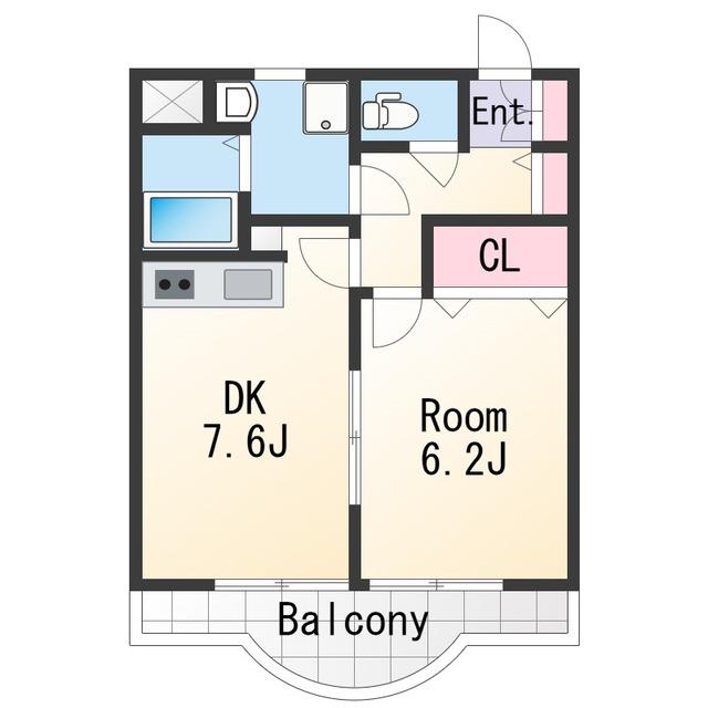 メゾン紀三井寺Ⅱ(1DK/1階)の間取り写真