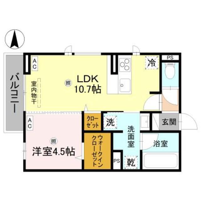 D-ROOM 中島(1LDK/2階)の間取り写真