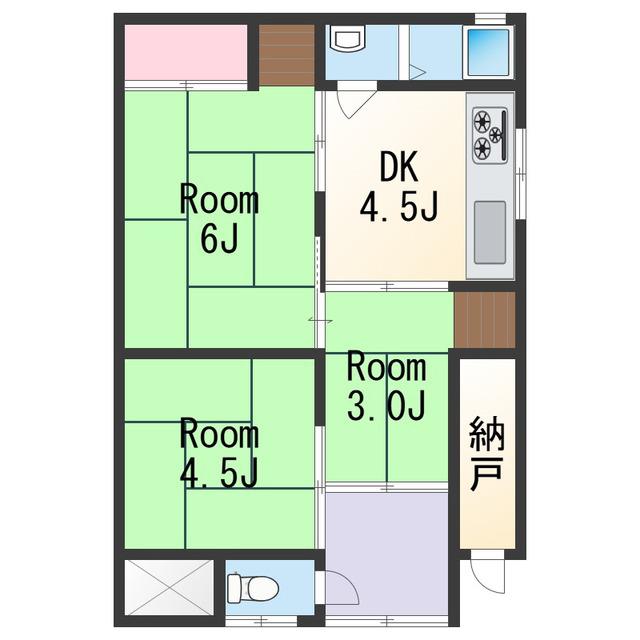 南海電鉄和歌山港線 和歌山港駅 徒歩25分 1階建 築61年(3DK)の間取り写真