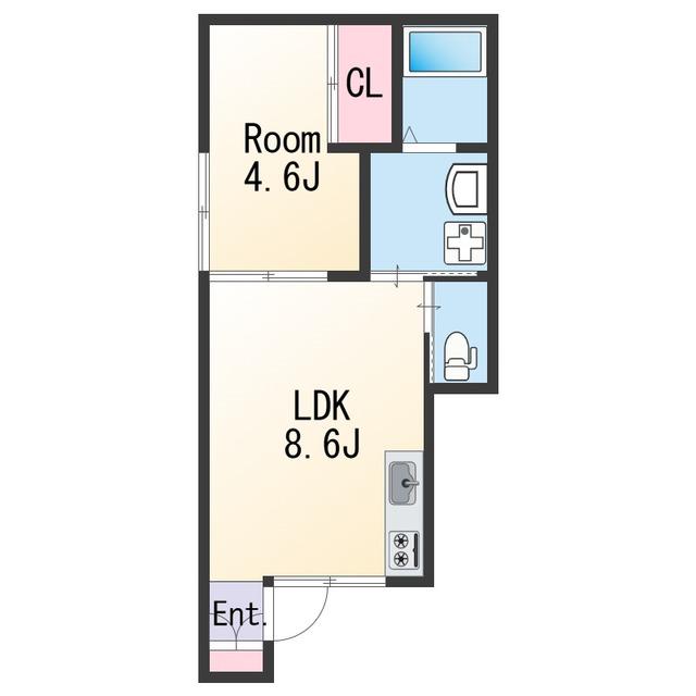 N-MAISON井辺(1LDK/1階)の間取り写真