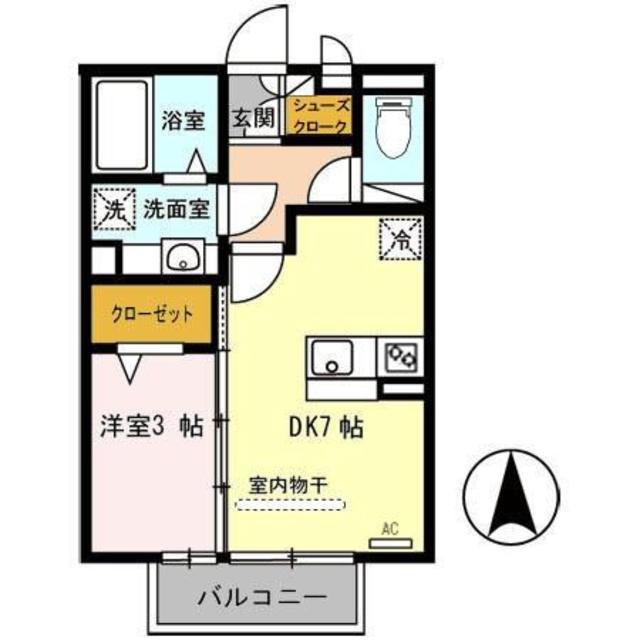 ラ・フルール西高松(1DK/1階)の間取り写真