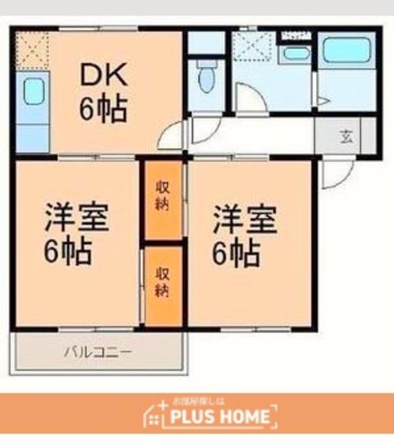 プラドール西小二里(2DK/2階)の間取り写真