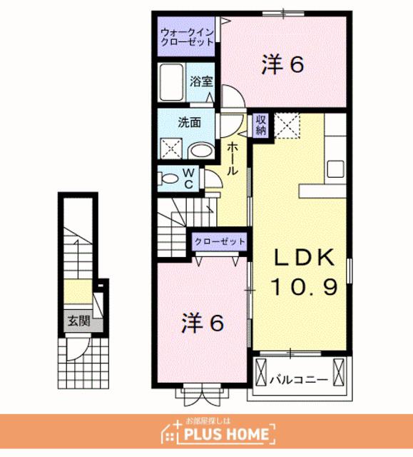 ラヴィーンⅠ(2LDK/2階)の間取り写真