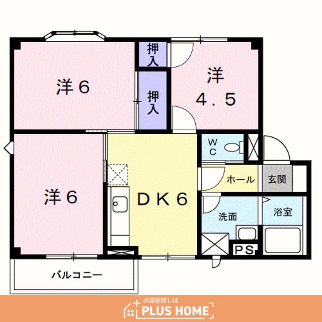和歌山線 布施屋駅 徒歩9分 2階建 築34年(3DK/2階)の間取り写真