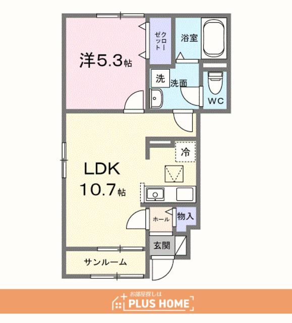アリアーテⅢ(1LDK/1階)の間取り写真