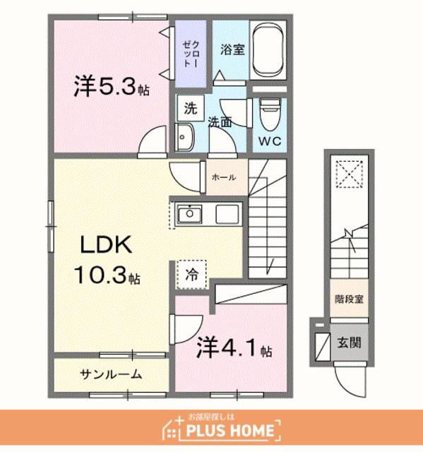 アリアーテⅢ(2LDK/2階)の間取り写真