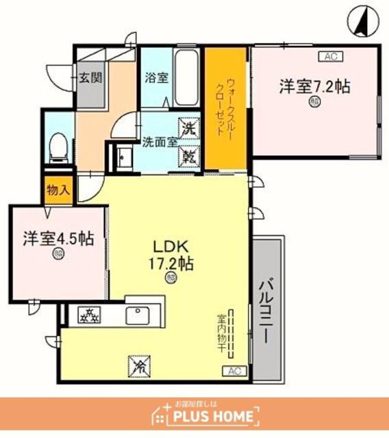 D-ROOM和歌山黒田Ⅱ(2LDK/2階)の間取り写真