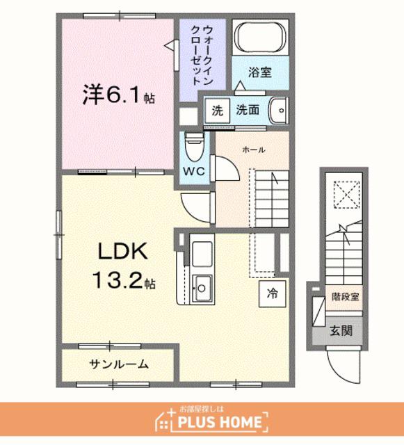 木ノ本アパートA(1LDK/2階)の間取り写真