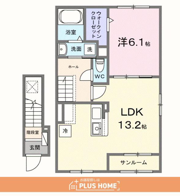 木ノ本アパートA(1LDK/2階)の間取り写真