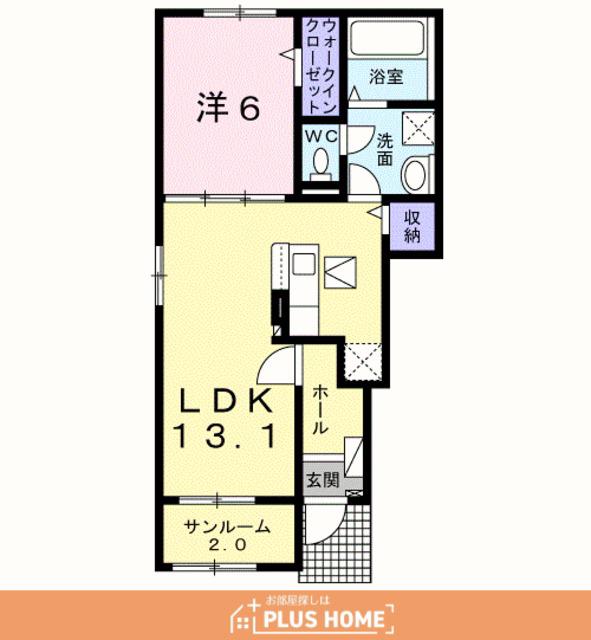 グランディール(1LDK/1階)の間取り写真