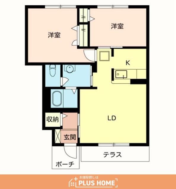 ディアスD(1LDK/1階)の間取り写真